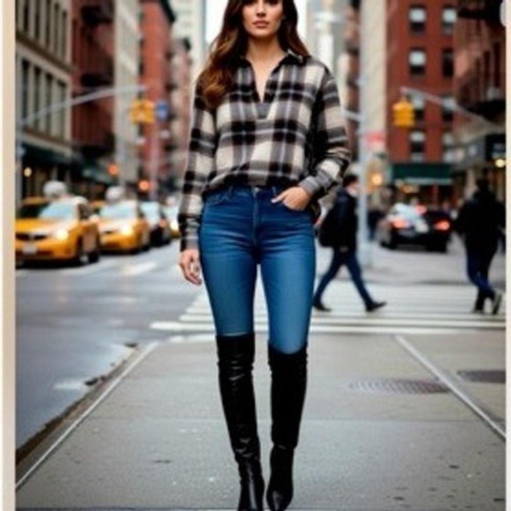 H&M Pullover Plaid Top Size Large